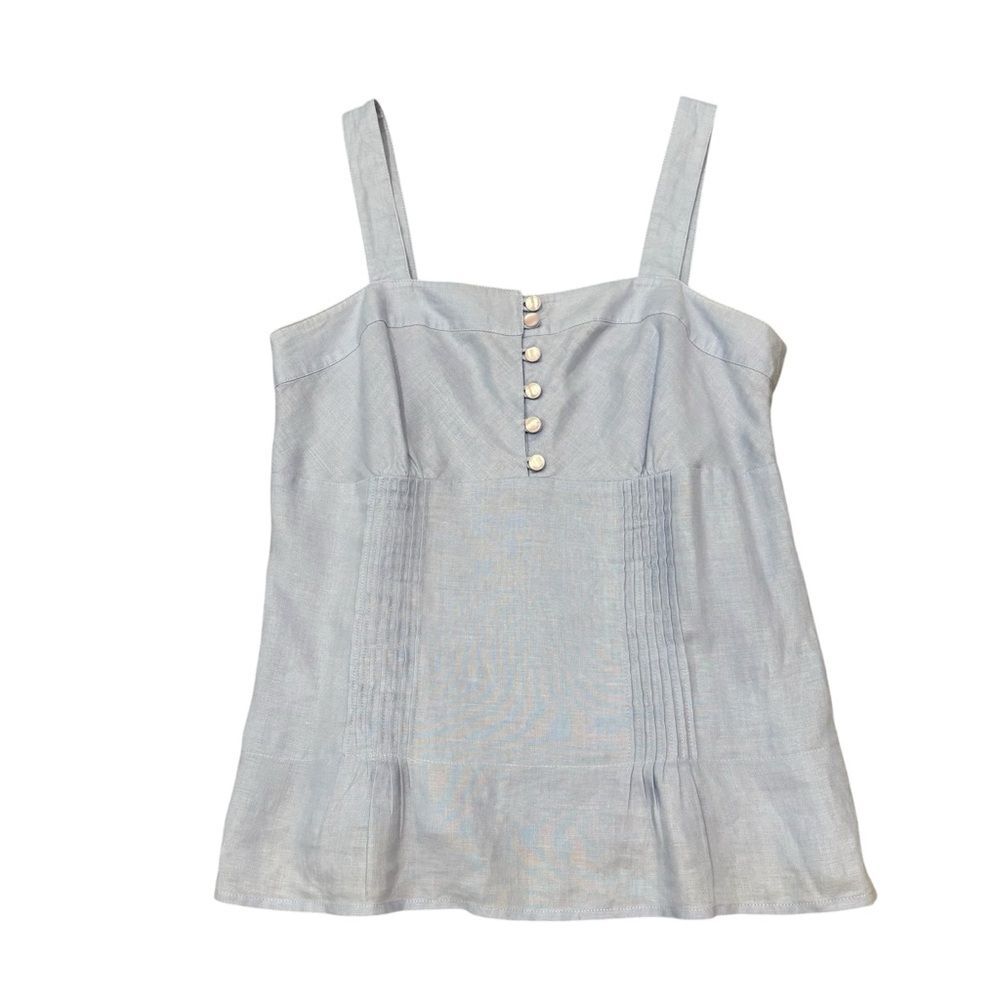 LOFT Light Blue Square Neck Button-Front Tank